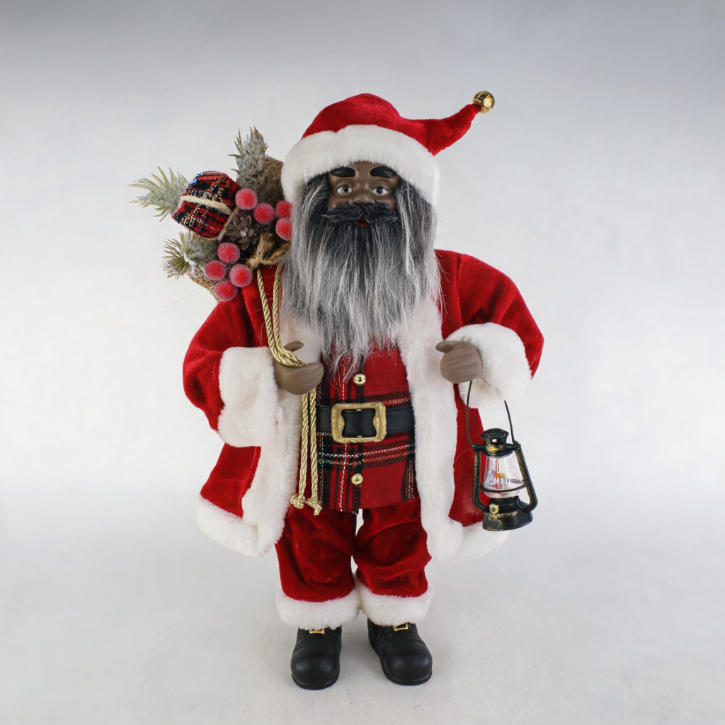 45cm Custom Disguised Santa Claus with Lantern & Gift Sack | Wholesale Tabletop Christmas Decoration for Store Shelves